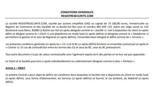 Registre Sécurité - 